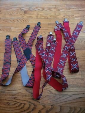 3 Men's Red Patterned Suspenders - Classic Style